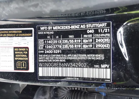 2022 Mercedes-Benz Glc 300 4Matic Suv from USA, damaged, VIN W1N0G8EB6NV342902